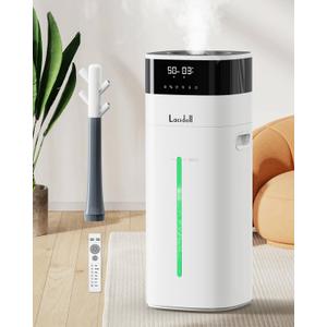Cool and Warm Mist Humidifier Large Room, 5.3Gal/20L Humidifiers for Home 2500 sq ft, Air Humidifiers for Bedroom with Diffuser&Extended Tube, Whole House Humidifiers for Nursery Baby Plants (White)