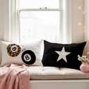 TopXmai Preppy Y2K 8 Ball Trendy Leopard Star Print Pillow Covers 20x12 Set of 2, Funky Y2K Coquette Preppy Star Lucky 8 Ball Aesthetic Pillow Covers for Girls Room Apartment DormA126