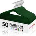 HOUSE DAY Premium Velvet Hangers 50 Pack, Non-Slip Flocked Felt Hangers, Sturdy Clothes Hanger with 360 Rotatable Hook, Heavy Duty Durable Slim Coat Hanger for Closet Space Saving(Emerald Green)