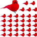 Taiyin 36 Pcs Red Cardinal with Clip on Christmas Tree Ornament Mini Red Feather Fake Birds Decorations Bird Craft Ornament for Christmas Tree Home Outdoor Wreath Arts Decoration