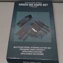 Magicorange 7-Piece Kitchen Knife Set - 5 Black Stainless Steel Knives with Sheaths, Cutting Board, and a Knife Block- Stainless Steel Kitchen Knives with PP Ergonomic Handle (Black)