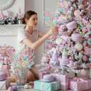 4 Pcs 16.5 inch Christmas Pastel Tree Picks Glitter Curly Spray Tree Topper Decorations Candy Cane Style Frosted Spiral Stems for Xmas Party Wreath Vase Garland Home Centerpieces