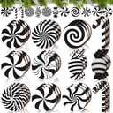 Qunclay 36 Pcs Christmas Candy Hanging Ornaments Wooden Christmas Tree Decorations Black and White Xmas Peppermint Lollipop Ornament Set for Holiday Birthday Party Decoration Supplies Crafts Gifts