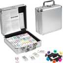 Dominoes Sets with Mexican Train for Adult,Domino Tile Board Game with Hub for Kids Family,Double 12 Classic Board Games with Aluminum Carry Case(Dots)