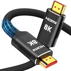 Snowkids 8K HDMI 2.1 Cable 20 ft, Non-Slip Nylon Braided, 48Gbps Ultra High-Speed HDMI Cables Cord, 10K 8K@60Hz, 4K@120Hz Compatible for TV/PS-5/X-box/Projector/Sound System & More