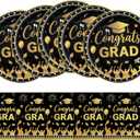 2 x 2026 Graduation Decorations : Black and Gold 9" Paper Plates and Napkins Set (20-Pack) – Class of 2026 Disposable Graduation Party Supplies and Table Decorations