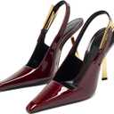 Vertundy Women's Stiletto Slingback Heels Closed Pointed Toe Party Dress Pumps (9, Red)