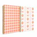 2 Pcs Pink Strawberry Bow Spiral Notebook, Cute Preppy Spiral Journal Notebook for Women Friend Girls, 160 Pages Trendy Hardcover Journaling Notebooks for Home Office Writing Aesthetic Notebooks