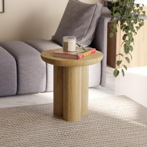 Relso Gaia Round End Table for Living Room and Farmhouse | Solid Mango Wood for Rustic Elegance | Ideal for Side Tables, Nightstands & More | Wood Side Table Round for Bedroom (Natural)