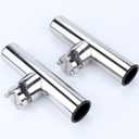 2PCS Rail Mount Fishing Rod Holder for Boat, Stainless Steel Fishing Rod Holder Clamp on 7/8'' to 1'' Rails for Marine Yacht Boat