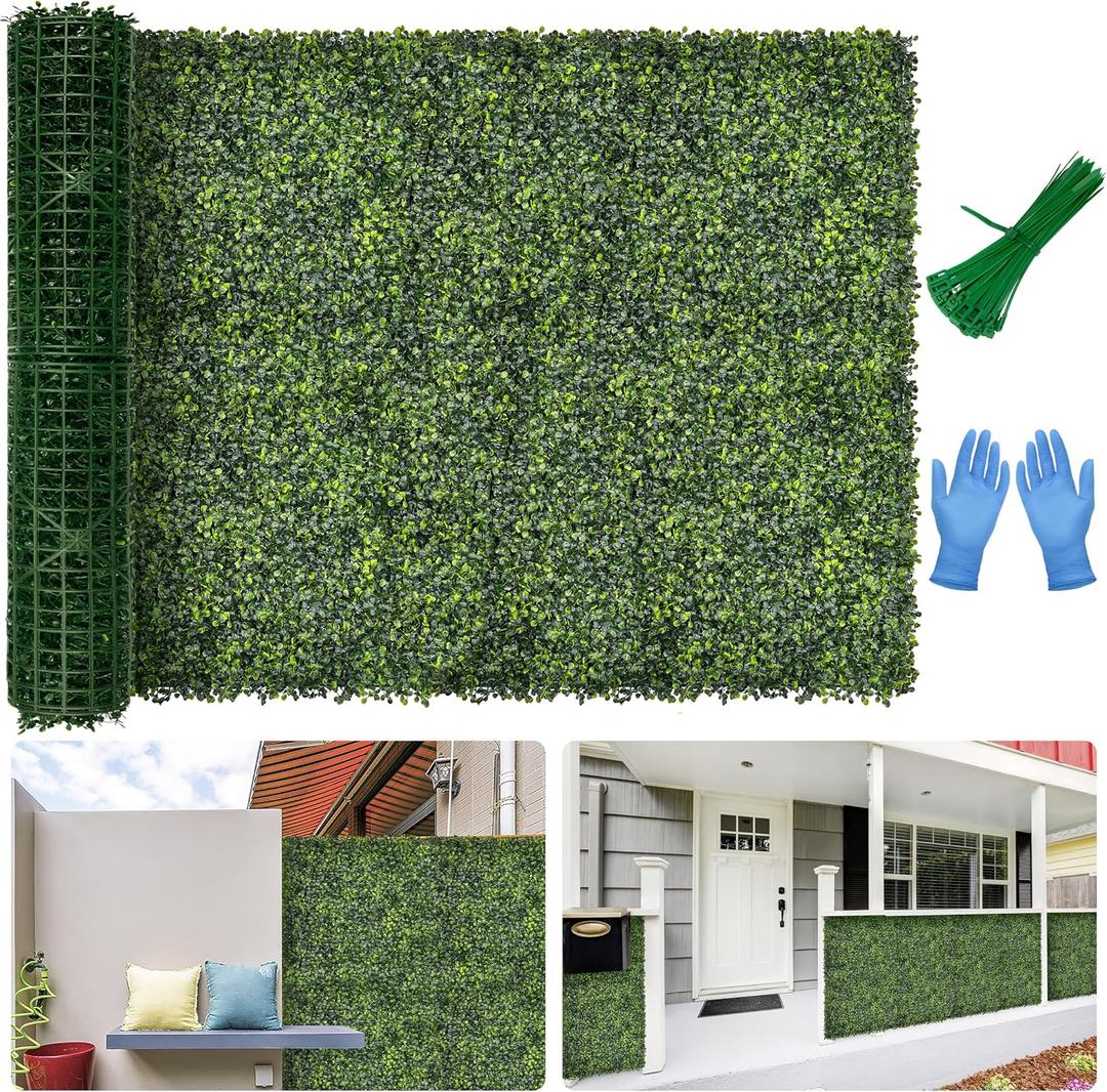 Artificial Boxwood Backdrop Roll: 40"x120" (33.5 sqft) UV-Anti Greenery Faux Grass Hedge for Indoor Outdoor Green Wall Decor, Patio Privacy Screen, Garden Fence Covering