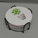 Britimes Set of 6 Coasters for Drinks Absorbent Green Leaves with Cork Base, Metal Holder, Round Stone Drink Mat for Coffee Wood Table, Gift for Birthday, Farmhouse Housewarming Room Bar Decor