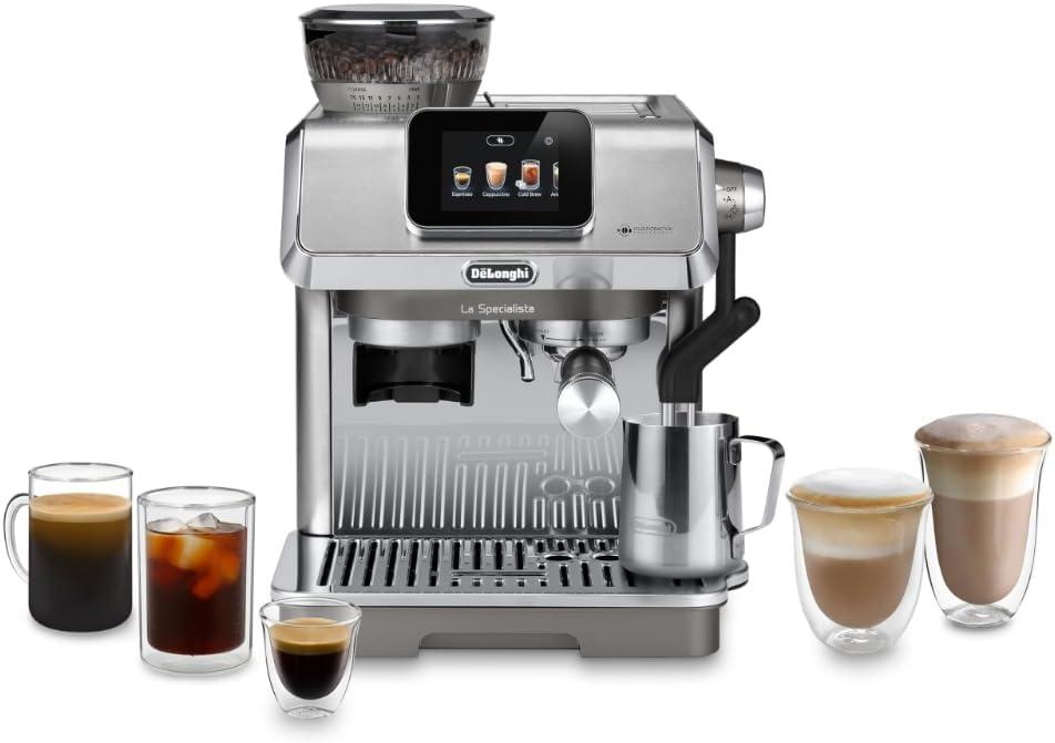 De'Longhi La Specialista Touch Espresso Machine with Grinder & Milk Frother Cold Brew & Iced Coffee Maker, Burr Grinder, 10 Drink Presets, Compact Bean to Cup, Award-Winning Italian Design