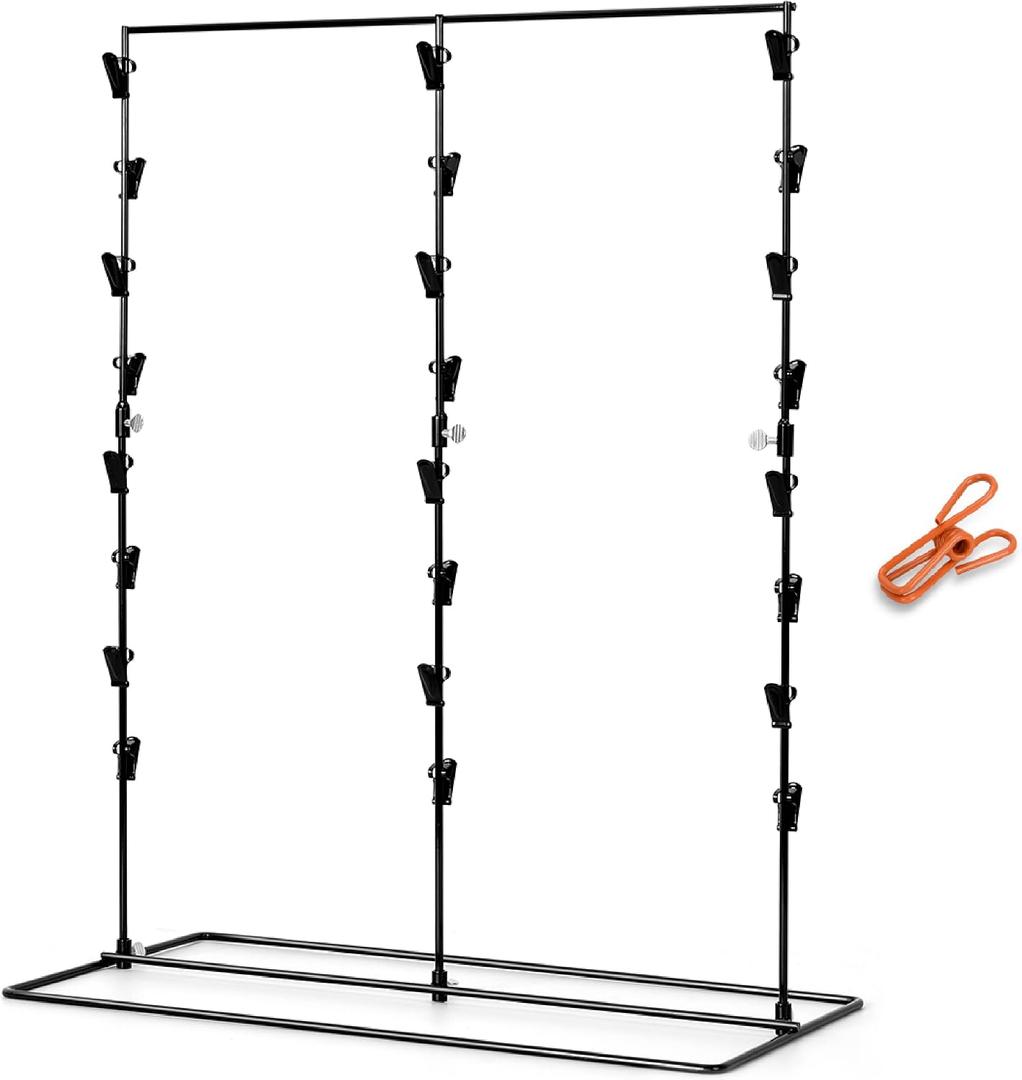 LOSTRONAUT Chip Rack Display Stand - 24 x 9 x 10 Display Rack with 3 Strips & 24 Chip Clips, Snack Organizer for Pantry Shelf, Retail Display Stand & Vendor Booth Supplies, Greeting Card Holde