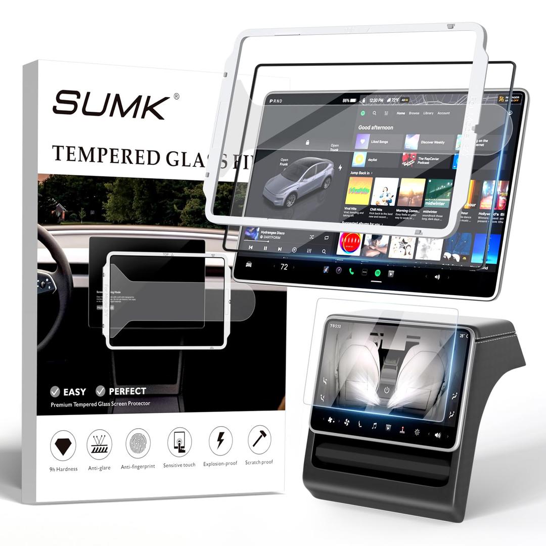 15.4 inch Screen Protector for Tesla Model 3 Accessories [9H & Anti-Fingerprint] Front & Back Tempered Glass Screen Protector for Tesla Model 3 2025 & Model 3 Highland 2024-2026 - Glossy