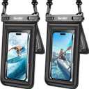 Floating Waterproof Phone Pouch 2 Pack, IPX8 Waterproof Phone Case with Double Space, Beach Cruise Vocation Essentials, Underwater Cell Phone Dry Bag for iPhone 17 16 15 Galaxy S26 Ultra