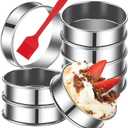 DATANYA 8Pack 4 Inch English Muffin Rings, Stainless Steel Double Rolled Tart Rings, Round Metal Cooking Pastry Ring Molds for Baking