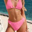 seamoly Women's Bikini Sets Toweling Jacquard Textured Halter Two Piece Swimsuits Open Back Cheeky High Cut Bathing Suit (Pink, M)