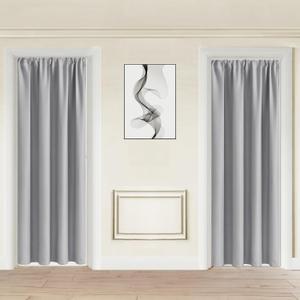 JIUZHEN 80 Inch Length Door Curtains for Doorway Privacy Insulated Blackout Curtains with Tiebacks Rod Pocket Room Divider Curtain Cover for Bedroom Closet Door, Set of 2, 42 x 80 Inch, Silver Grey (42"W x 80"L (Pack of 2))