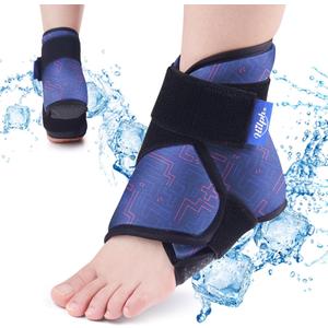 Hilph Ankle Heel Ice Pack Wrap for Swelling & Achilles Tendonitis, Reusable Foot Gel Ice Pack Wrap Hot Cold Compression Therapy for Sprained Ankle & Plantar Fasciitis Pain Relief (Blue, 1 Pack)