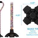 Nova Joy Designer Offset Quad Cane for Seniors - Unisex Adjustable Lightweight Walking Aid with Foam Handle, Wrist Strap and Anti-Rattle Lock - Essential Mobility Support - Butterfly Symphony, 1 Count