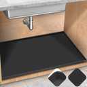 TRZZ Silicone Waterproof Under Sink Mat 34" x 22", Drip Tray and Cabinet Liner for Kitchen and Bathroom, Prevents Water Damage and Organizes Cabinets (Black)