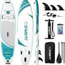 Inflatable Stand Up Paddle Board  Durable SUP for Adults & Youth,33" Wide Blow Up Paddle Board with Paddle, Pump, Backpack,Leash  All Around Stable for All Skill Levels, Carries up to 450 lbs (Bear Claw Green)
