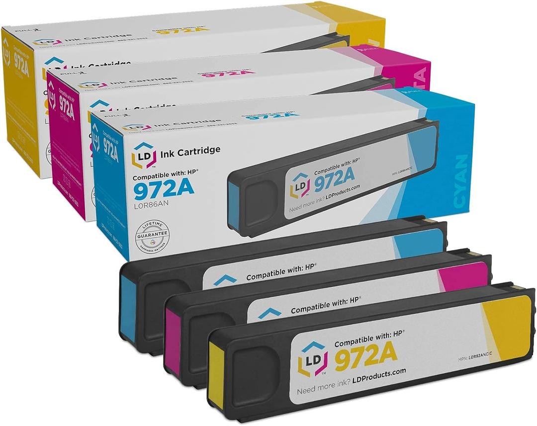 LD Products Compatible HP 972A Ink Cartridges Replacements for HP PageWide Pro MFP 477dw 577dw 452dn 552dw 577z 477dn 477dw 452dw (CMY 3-Set, SY)