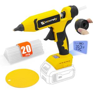 110W Cordless Hot Glue Gun for DeWalt 20V MAX Battery (Tool Only), Electric Power Full Size Glue Gun with 20PCS Glue Sticks, Heavy Duty Glue Gun for Arts & Crafts, Festival DIY Home Decor Repairs