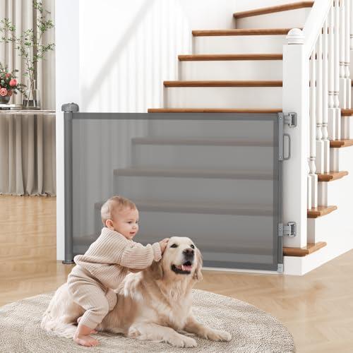 Cideny Retractable Baby Gate for Stairs & Doorways, Dog Gate Indoor Outdoor 34" Tall x 55" Wide