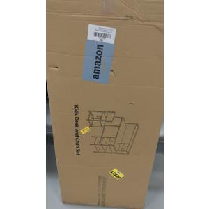 White Kids Desk and Chair Set for 6-12 Year Old, Children Study Desk with Hutch and Storage Shelf, Student Writing Table with Fabric Drawer for Girls Boys