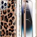 Esdot for iPhone 14 Pro Case with Built-in Screen Protector,Military Grade Rugged Cover with Fashionable Designs for Women Girls,Protective Phone Case 6.1" Beautiful Cheetah