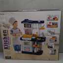 Kids Play Kitchen Playset, Toddler Toy Kitchen with Remote Control Lights and Music,Pretend Steam and Play Sink, Blue Kitchen Accessories Set for Kid, Birthday for Boy Girl
