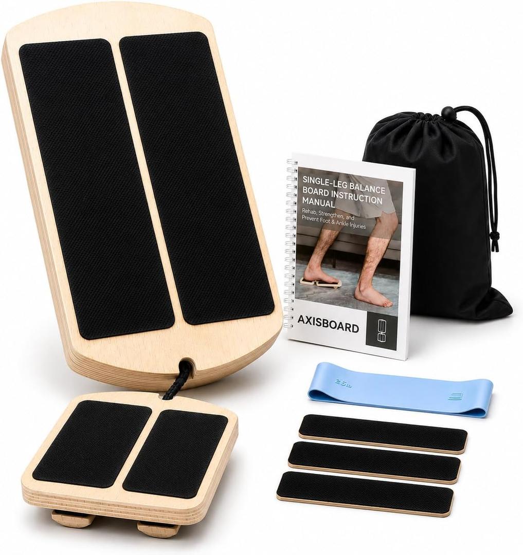 Ankle Balance Board System | Foot & Ankle Strengthener with 120-Page PT Guide, Resistance Band & Bag | Plantar Fasciitis Relief & Achilles Recovery Tool