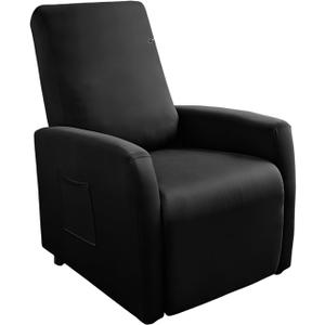 Recliner Chair Covers 4 Pieces Waterproof Small Recliner Sofa Slipcover Stretch Recliner Slipcover for Lazyboy Recliner Chair with Storage Pocket Furniture Protector for Living RoomBlack