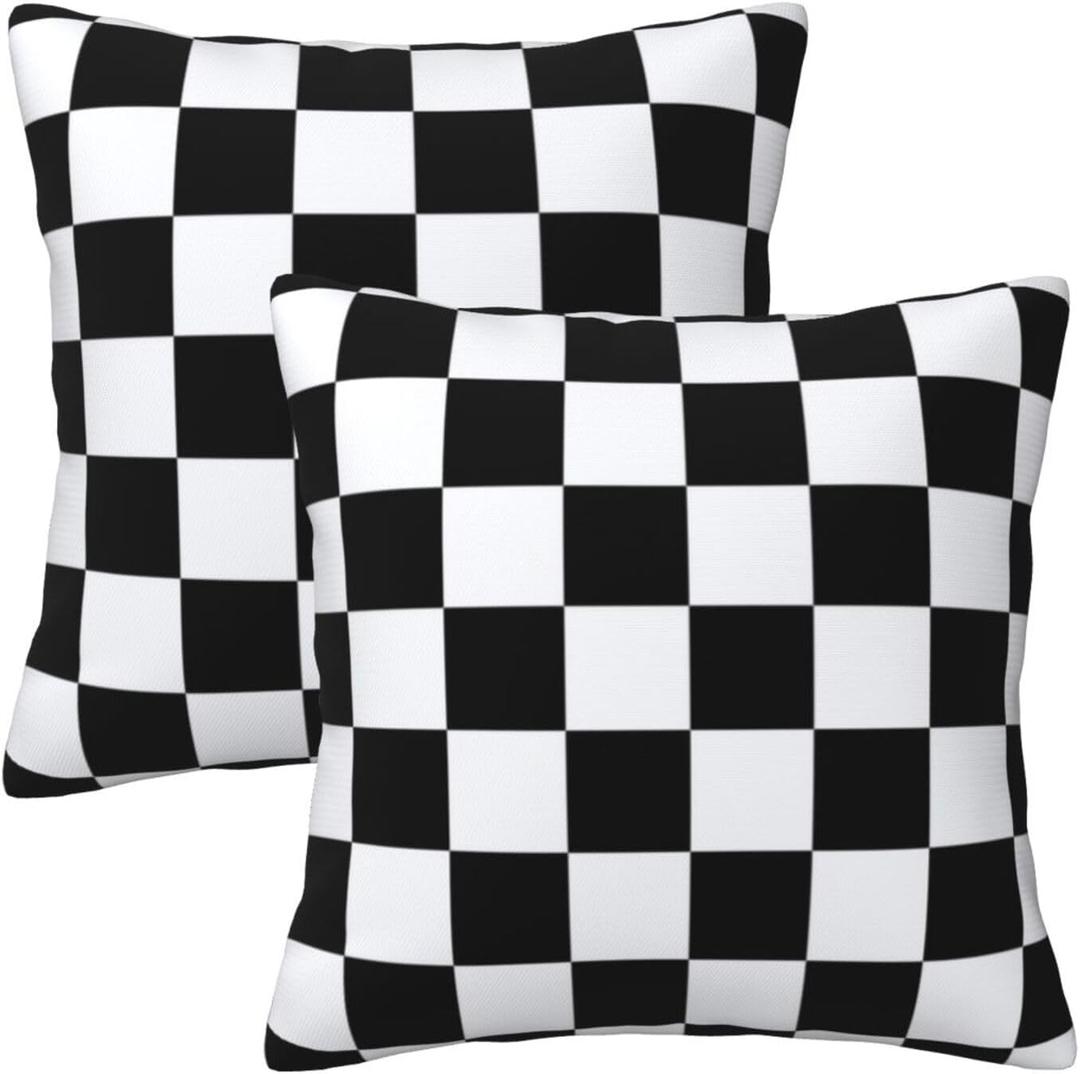 Checkered Black and White Pillow Cover 20x20 Set of 2,Plaid Throw Pillow Covers Farmhouse Outdoor Pillow Cushion Case for Couch Living Room Bedroom Bed Sofa Modern Home Decor