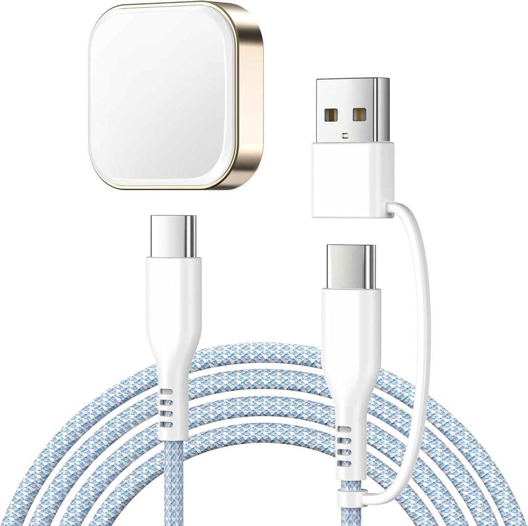 LVFAN Charger for Samsung Galaxy Watch Ultra 7, Charger Cable Stand Nylon Braided Cord, USB C Detachable Charging Dock for Samsung Galaxy Watch 7/Ultra/6/6 Classic/5 Pro/5/4/4 Classic/3, Active 2/1