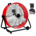 WARMLREC Industrial Fan 24 Inch Heavy Duty Drum 3 Speed 8800 CFM Air Circulation High Velocity Fan For Warehouse, Workshop, Factory, Commercial, Residential and Greenhouse Red