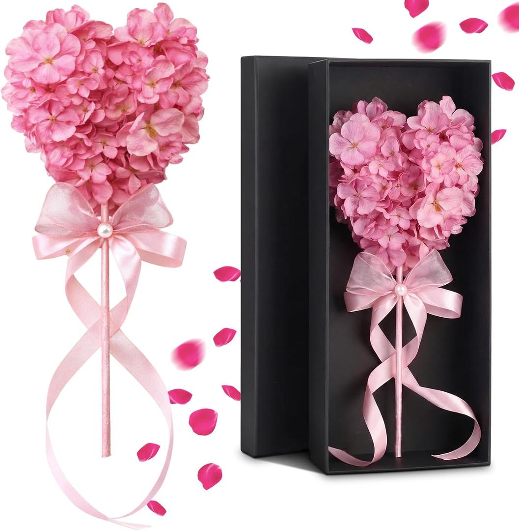 1 Set Heart Shaped Artificial Hydrangea Decor for Mom Women, Mother's Day Pink Floral Table Centerpiece, Elegant Home Vase Decoration, Thoughtful Gift for Mom Women (Red)