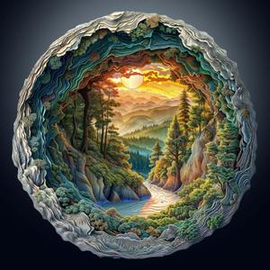 KAAYEE Wooden Puzzles for Adults, 3D Vision Effect Cave Forest Wooden Jigsaw Puzzle Unique Shape Wood Puzzle Adult, Flat Puzzle Birthday Fathers Family Game (S-8.5 * 8.4in-100pcs)