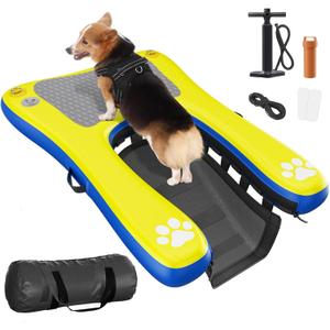 Inflatable Dog Pool Float Dock Platform for Dogs, Dog Pool Ramp Ladder with Non Slip Steps | Dog Floats Water Ramp for Boat, Inground Pool (for Small Dogs Up to 60 lbs)
