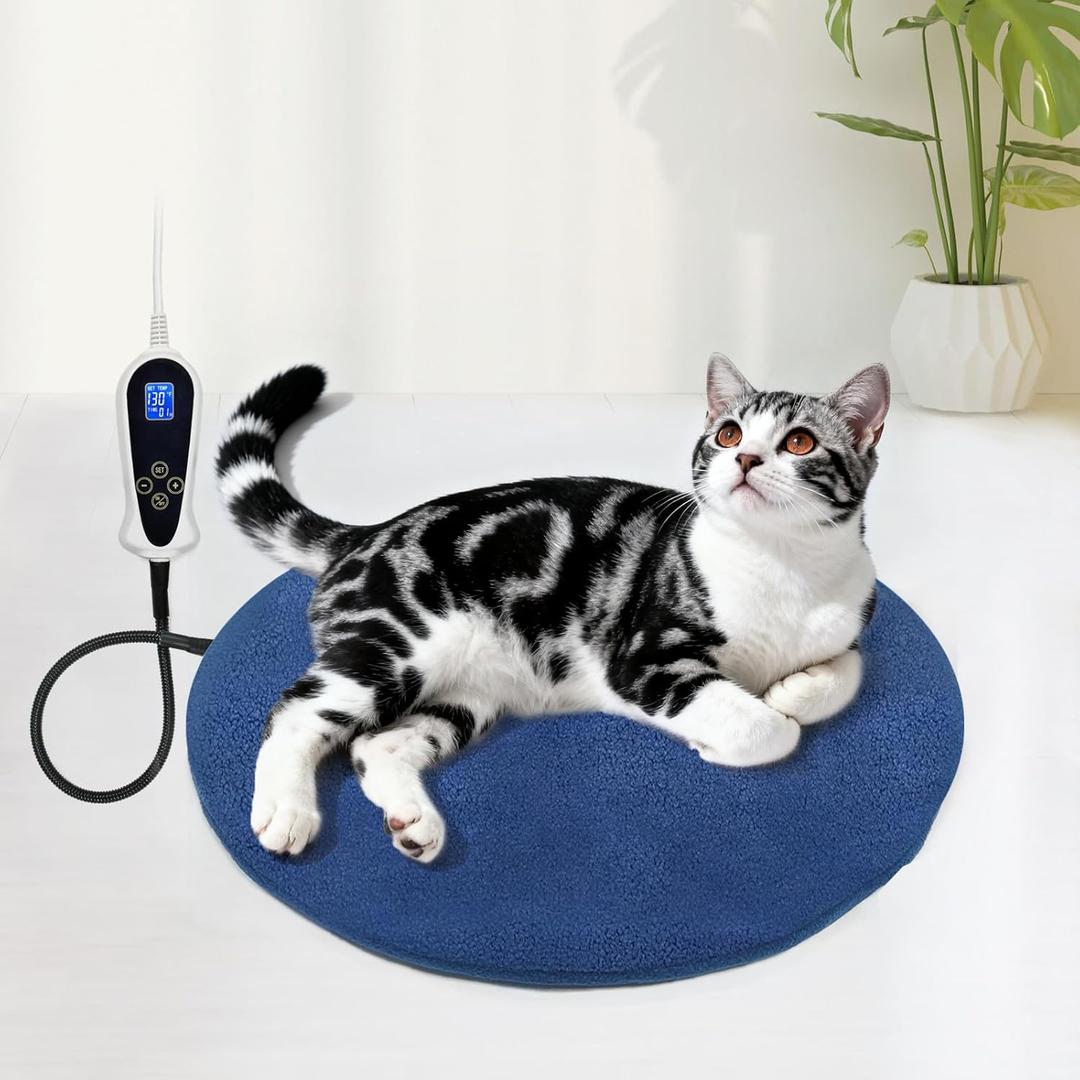 Bestio Cat Heating Pad16 in Dog Cat Heating Pad with Timer,Obtain UL & MET certificat with Smart Thermostat Switch (1-24 Hours),Indoor Pet Heating Pad for Cats Dogs, Rabbit Pet Heated Pad -Blue