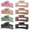 TOCESS 8 Pack Big Hair Claw Clips for Women Large Claw Clip for Thin Thick Curly Hair 90's Strong Hold 4.33 Inch Nonslip Matte Jumbo Hair Clips (8 Pcs)