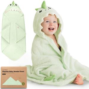 KeaBabies Organic Baby Towel with Hood for Girls, Boys - Soft, Absorbent, 100% Cotton Hooded Baby Towels for Newborns, Infants, Large Hooded Bath Towels for Babies, Kids, Toddler 1-3 (Draco)