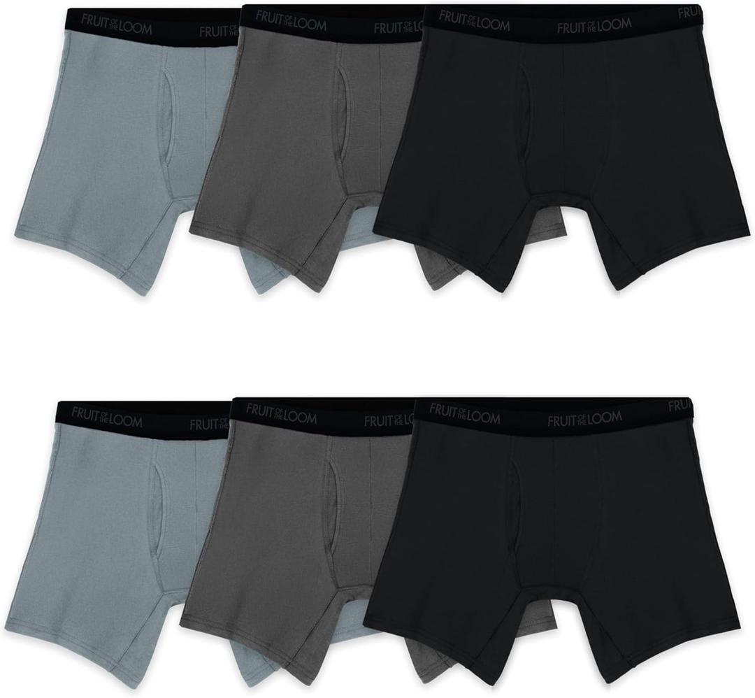 Fruit of the Loom mens 4-way Stretch Boxer Briefs | Lightweight & Moisture Wicking Underwear | Long Leg, Regular Leg & Trunk