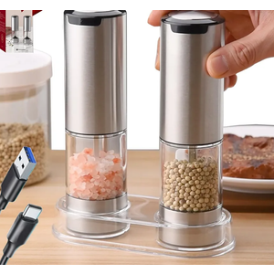 Rechargeable Electric Salt and Pepper Grinder Set,Electric Salt and Pepper Grinder, Adjustable Coarseness shakers, automatic salt and pepper shakers，One-hand operation,kitchen gadgets