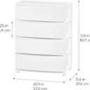 IRIS USA Plastic Drawer Storage Organizer, 4-Drawers, for Classroom Art Supplies Bathroom Dorm Bedroom Laundry Room, Wide, White Frame with Matte White Front Panels