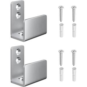 SMARTSTANDARD 2 Pack Adjustable U Shape Barn Door Floor Guides, Wall Mounted Flexible Flush Bottom Guide, Sturdy Stainless Steel Material, Silver