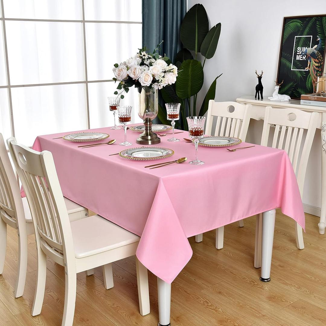 Pink Square Tablecloth Waterproof Stain Resistant Wrinkle Free Table Cloth 210GSM Polyester Wipeable Table Cover for Party, Banquet, Indoor and Outdoor use - Rectangle/Rectangular, 60 x 60 inch