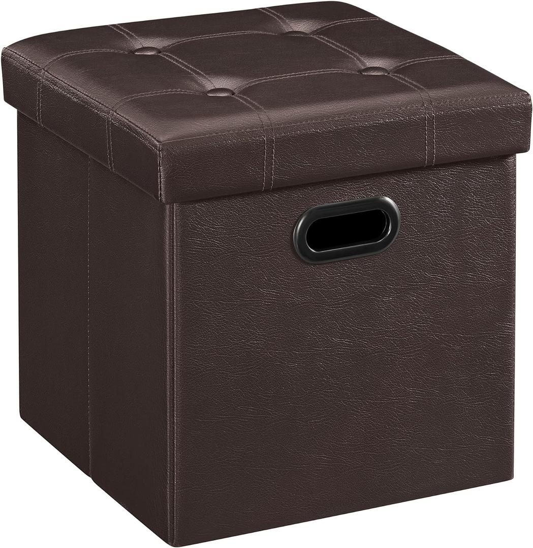 SONGMICS MAZIE Collection - 15 Inches Ottoman with Storage, Footstool, Storage Ottoman with Metal Grommet Handles, Load 660 lb, for Dorm, Living Room, Bedroom, Synthetic Leather, Brown ULSF30Z SONGMICS MAZIE Collection - 15 Inches Ottoman with Storage, Footstool, Storage Ottoman with Metal Grommet Handles, Load 660 lb, for Dorm, Living Room, Bedroom, Synthetic Leather, Brown ULSF30Z